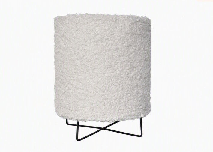Lampe à poser en fausse fourrure bouclé écrue...