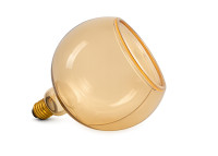 Suspension avec globe en verre ambre et fausse fourrure par Cosy&chic