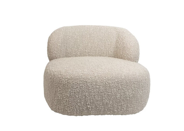 Fauteuil Eugène en tissu bouclé écru – Maison Yak