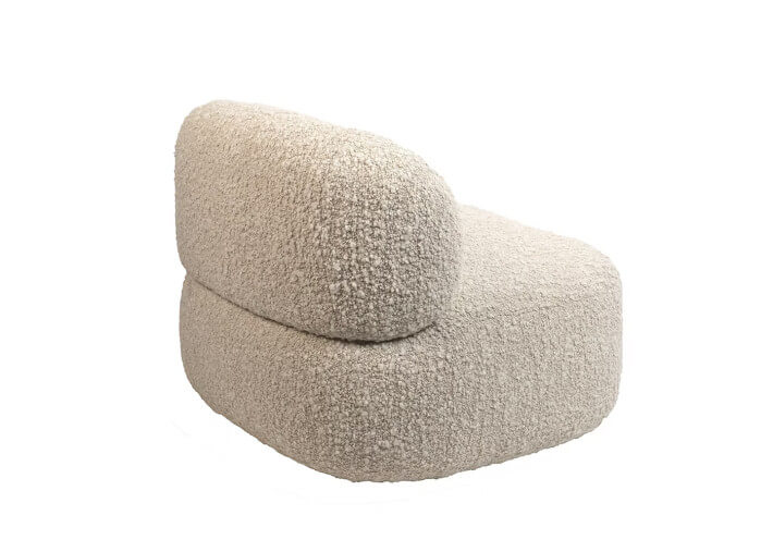 Fauteuil Eugène en tissu bouclé écru – Maison Yak