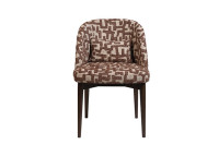 Fauteuil de table Gilbert en tissu beige et marron – Maison Yak
