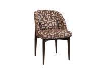 Fauteuil de table Gilbert en tissu beige et marron – Maison Yak