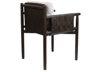 Fauteuil en tissu beige et cuir marron Fernand – Maison Yak