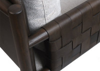 Fauteuil en tissu beige et cuir marron Fernand – Maison Yak