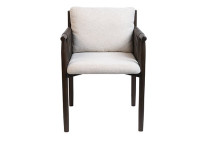Fauteuil en tissu beige et cuir marron Fernand – Maison Yak
