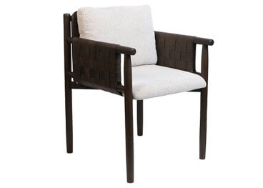 Fauteuil en tissu beige et cuir marron Fernand – Maison Yak