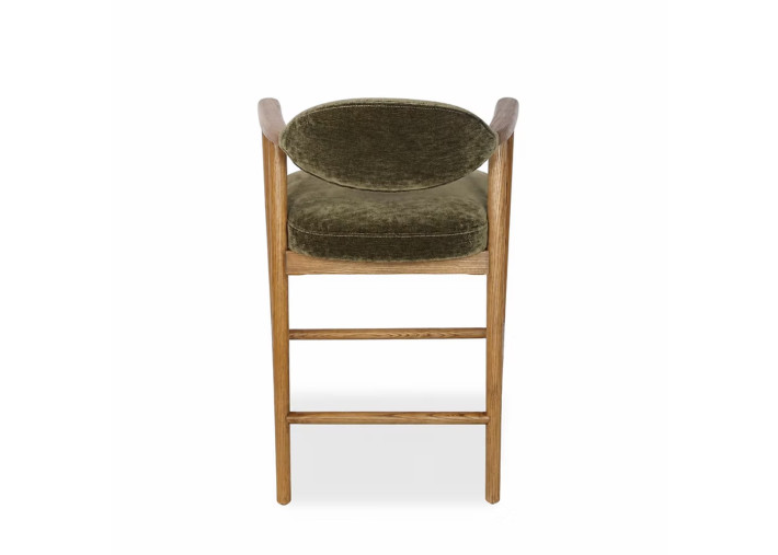 Chaise haute en tissu kaki et bois naturel...