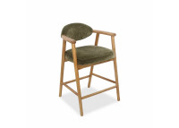 Chaise haute en tissu kaki et bois naturel Yvette – Maison Yak