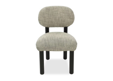 Chaise en tissu noir et beige et bois noir Claudette –... 2