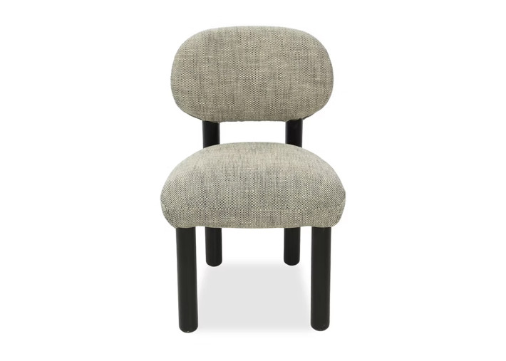 Chaise en tissu noir et beige et bois noir...