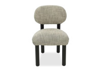 Chaise en tissu noir et beige et bois noir Claudette – Maison Yak