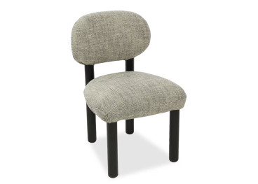 Chaise en tissu noir et beige et bois noir Claudette –...
