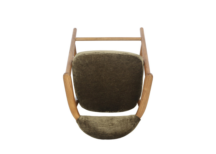 Chaise haute en tissu kaki et bois naturel...