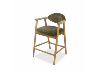 Chaise haute en tissu kaki et bois naturel Yvette – Maison Yak