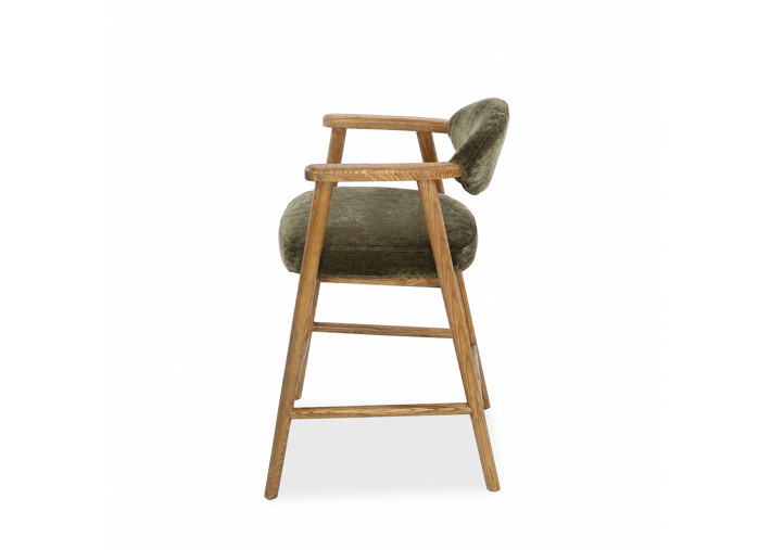 Chaise haute en tissu kaki et bois naturel...