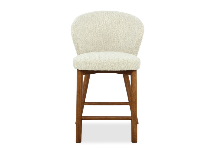 Chaise haute en tissu écru et bois naturel...