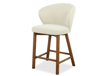 Chaise haute en tissu écru et bois naturel Antoinette –...