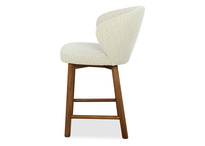 Chaise haute en tissu écru et bois naturel...