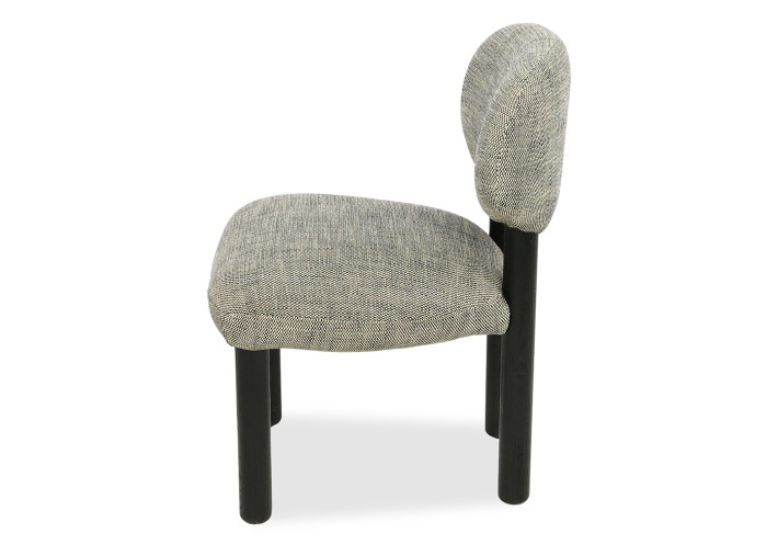 Chaise en tissu noir et beige et bois noir...