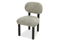 Chaise en tissu noir et beige et bois noir Claudette – Maison Yak