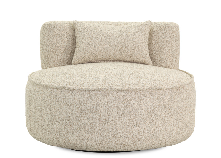 Fauteuil pivotant en tissu écru Diego –...