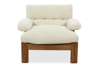 Fauteuil en tissu écru et bois naturel Lucien – Maison Yak 2