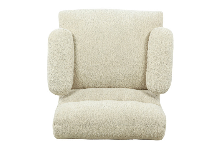 Fauteuil en tissu écru et bois naturel Lucien –...