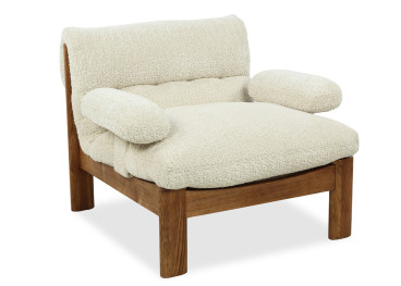 Fauteuil en tissu écru et bois naturel Lucien – Maison Yak