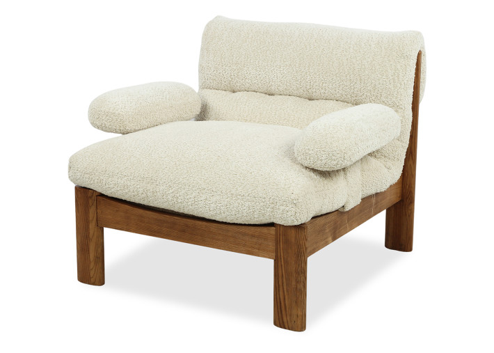 Fauteuil en tissu écru et bois naturel Lucien –...