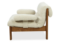 Fauteuil en tissu écru et bois naturel Lucien – Maison Yak
