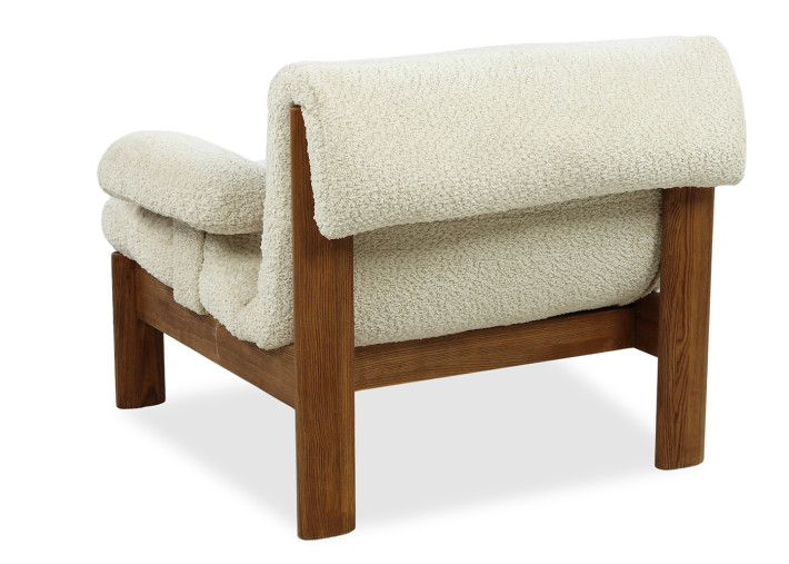 Fauteuil en tissu écru et bois naturel Lucien –...