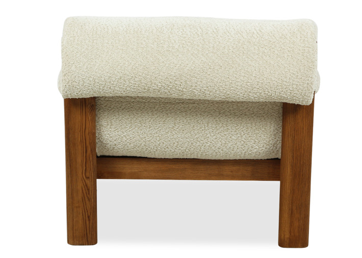 Fauteuil en tissu écru et bois naturel Lucien –...