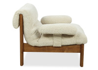 Fauteuil en tissu écru et bois naturel Lucien – Maison Yak