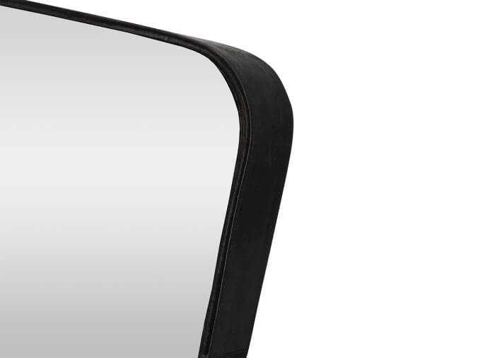 Miroir rectangulaire en peau de vache noire –...
