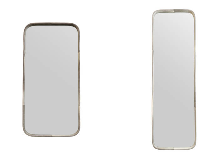 Miroir rectangulaire en peau de vache grise –...