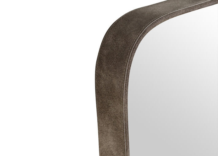 Miroir rectangulaire en peau de vache grise –...