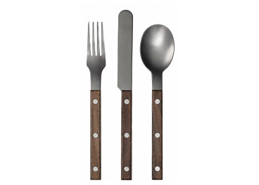 Set de 24 couverts anthracite TSANG avec manches noyer –...