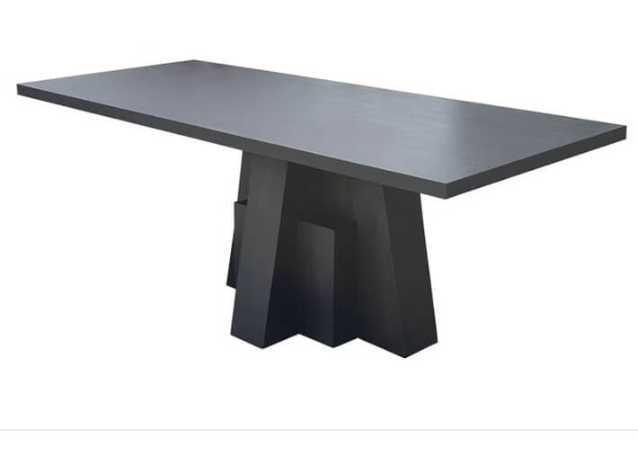 Table à manger noire en bois et placage chêne...