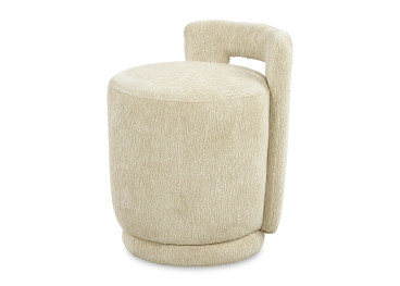 Pouf en tissu écru, marron ou Latte Jean – Maison Yak 2