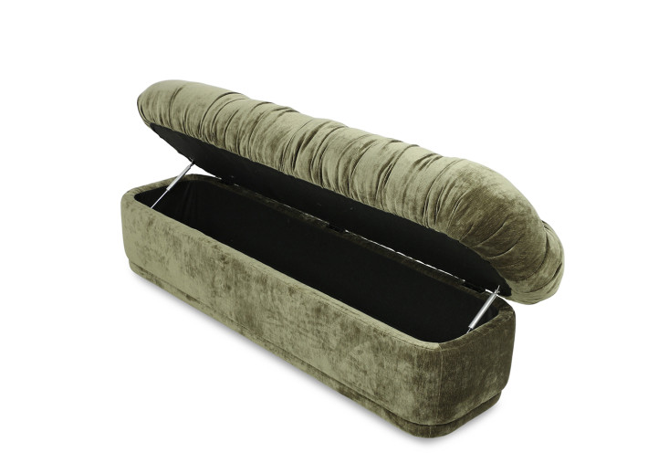 Banc coffre en velours kaki, Datte ou Latte...