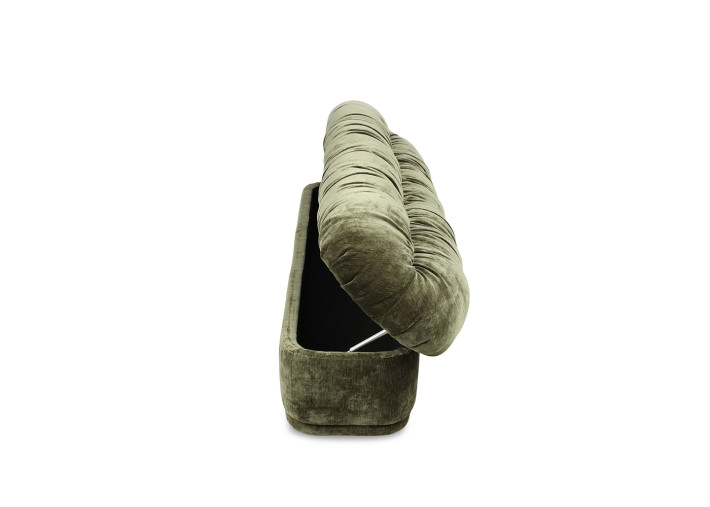 Banc coffre en velours kaki, Datte ou Latte...