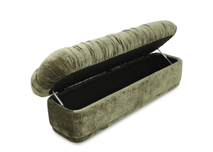 Banc coffre en velours kaki, Datte ou Latte...