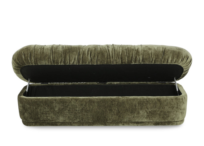 Banc coffre en velours kaki, Datte ou Latte...
