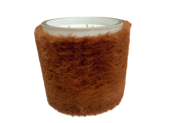 Bougie en fausse fourrure écru kaki ou...