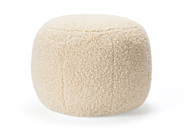 Pouf rond en fausse fourrure écrue Léo – Maison Yak