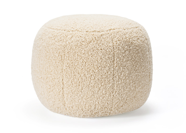 Pouf rond en fausse fourrure écrue Léo – Maison...