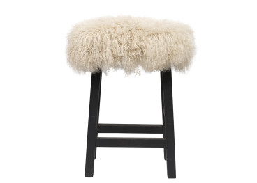 Tabouret en fourrure du Tibet beige et chêne noir Victor... 2
