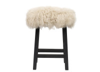 Tabouret en fourrure du Tibet beige et chêne noir Victor – Maison Yak