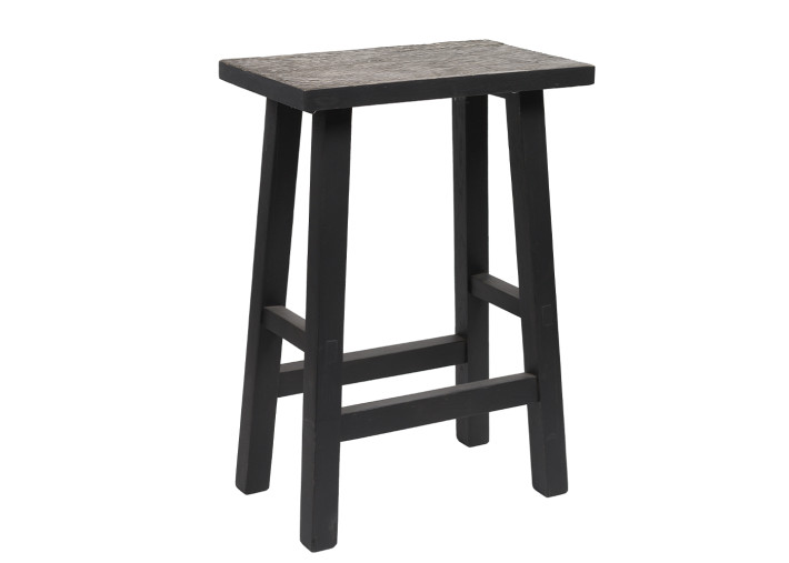Tabouret en fourrure du Tibet beige et chêne...