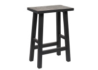 Tabouret en fourrure du Tibet beige et chêne noir Victor – Maison Yak